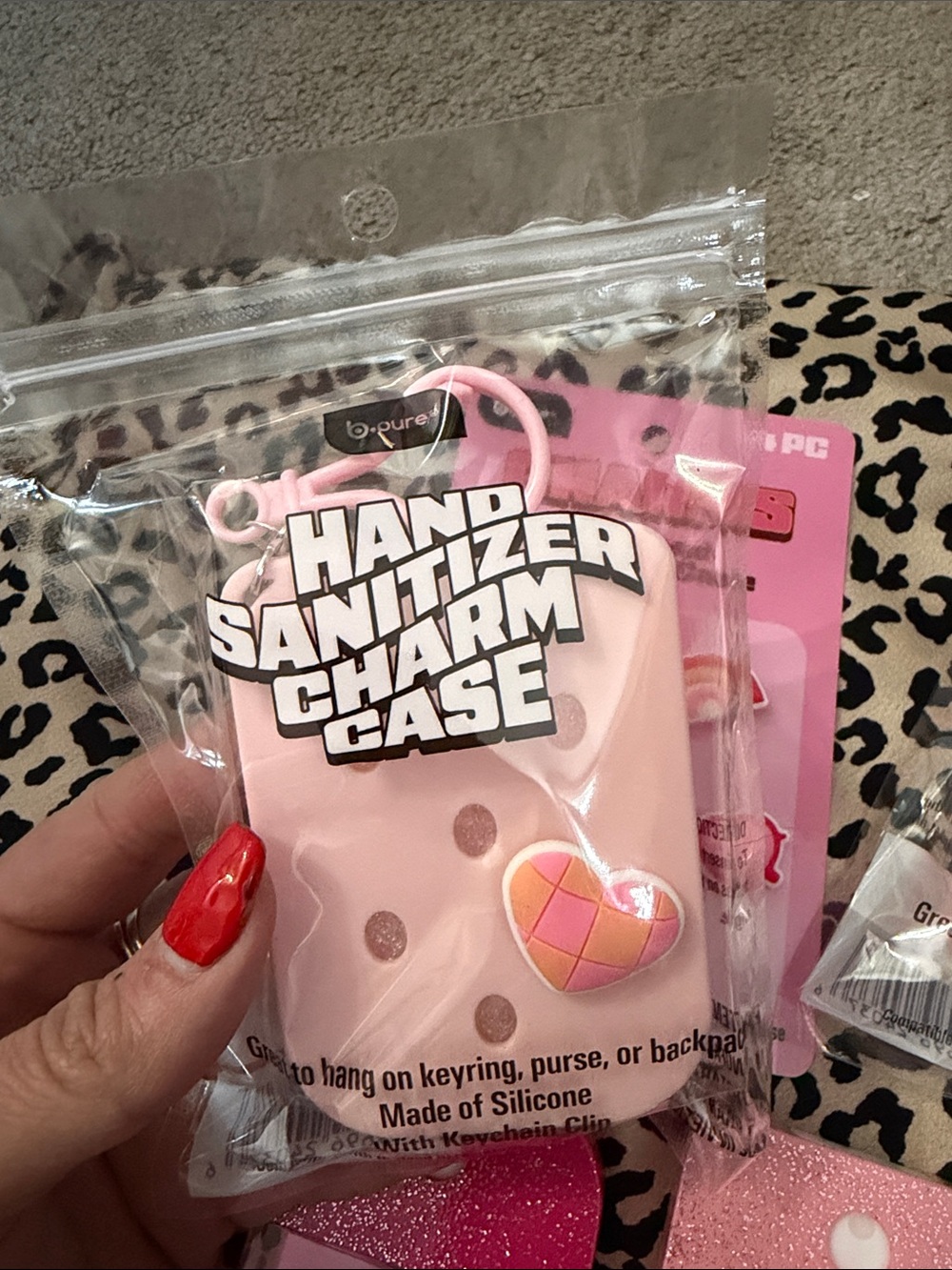 b. pure Pink Glitter Hand Sanitizer Duo with Cases & Charms Viral - Picture 5 of 7